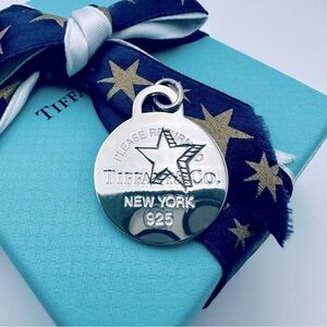 RARE Tiffany & Co. LARGE Return to Etched Star Round Tag Charm with PACKAGING